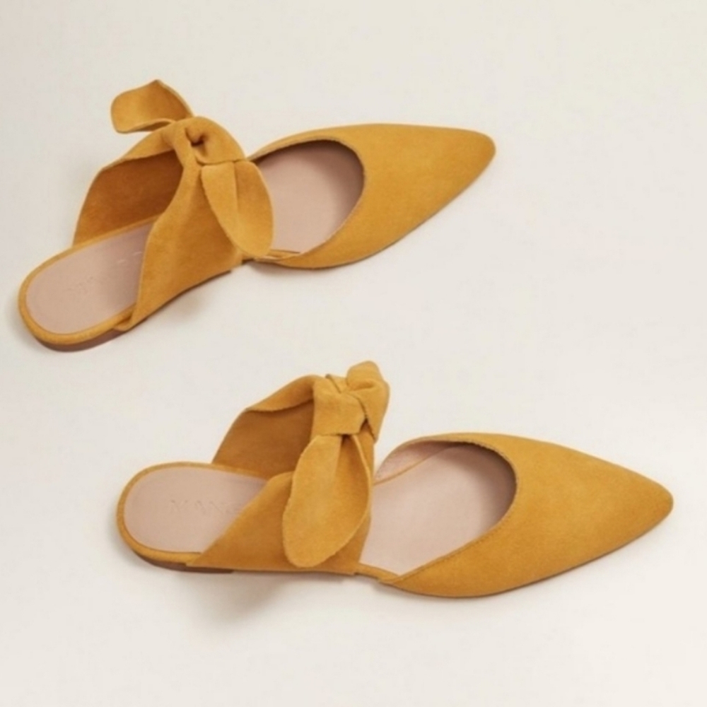 MUSTARD YELLOW MULES WITH BOW DETAIL | MANGO